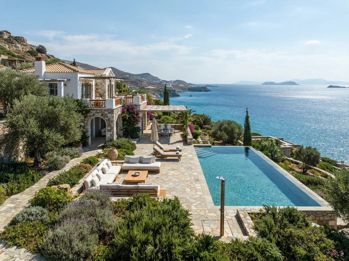 Casa con vistas al mar y piscina